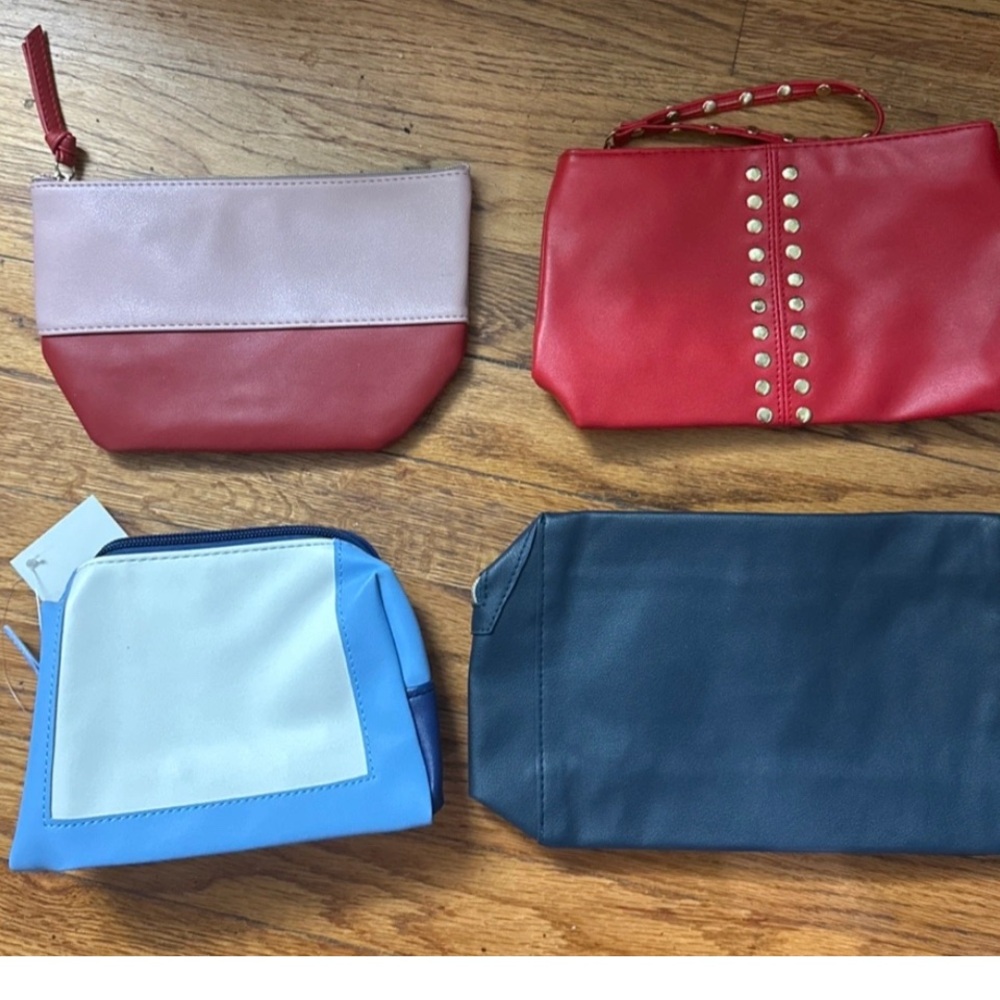 Elizabeth Arden Red and Blue Cosmetic Bags with Curved Design
